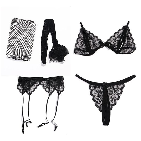 exotic underwear lingerie set women lace bralette bra with g-string and garter with stocking charming lingerie set, Black;white
exotic underwear lingerie set women lace bralette bra with g-string and garter with stocking charming lingerie set, Black;white