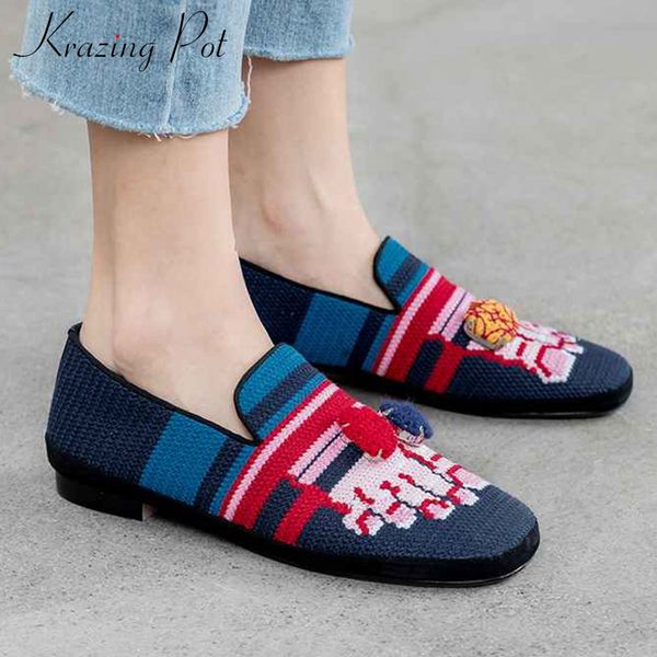 krazing pot high fashion knitting mixed colors embroidered loafers shoes round toe low heels women streetwear slip on pumps l02, Black
krazing pot high fashion knitting mixed colors embroidered loafers shoes round toe low heels women streetwear slip on pumps l02, Black