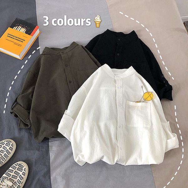 summer thin shirt men fashion solid color casual collar shirt man streetwear wild loose five-point sleeve men -5xl, White;black
summer thin shirt men fashion solid color casual collar shirt man streetwear wild loose five-point sleeve men -5xl, White;black