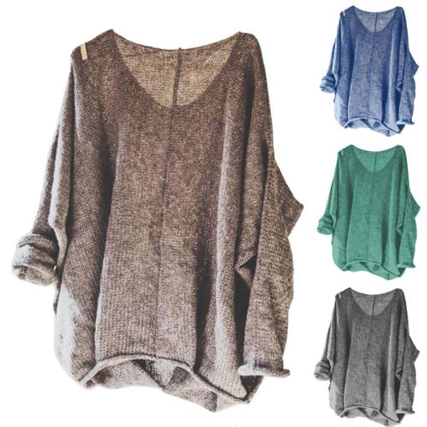 womens oversized t shirt knitting sweaters loose v-neck pullovers plus size jumper, White
womens oversized t shirt knitting sweaters loose v-neck pullovers plus size jumper, White