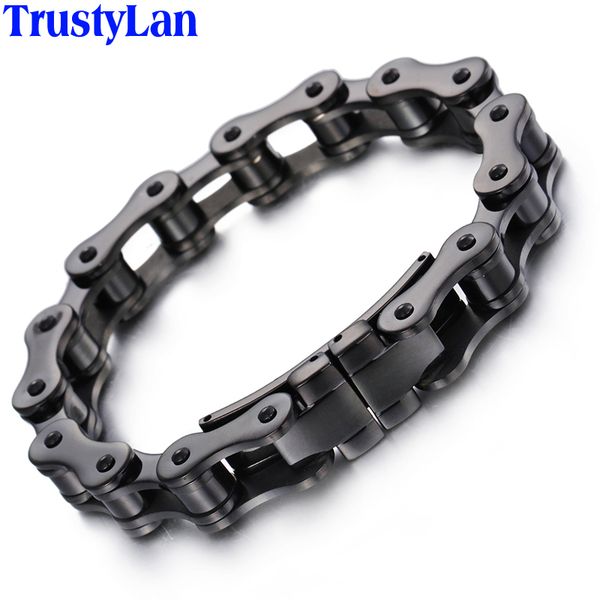 trustylan men jewelry pure black stainless steel bracelets & bangles fashion thick bicycle chain bracelet men's gift, Golden;silver
trustylan men jewelry pure black stainless steel bracelets & bangles fashion thick bicycle chain bracelet men's gift, Golden;silver