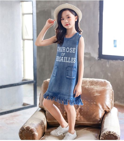 summer 6-10 year girl baby denim dress new and large children's dress tassel printed letter princess children vest denim dress t200417, Red;yellow
summer 6-10 year girl baby denim dress new and large children's dress tassel printed letter princess children vest denim dress t200417, Red;yellow