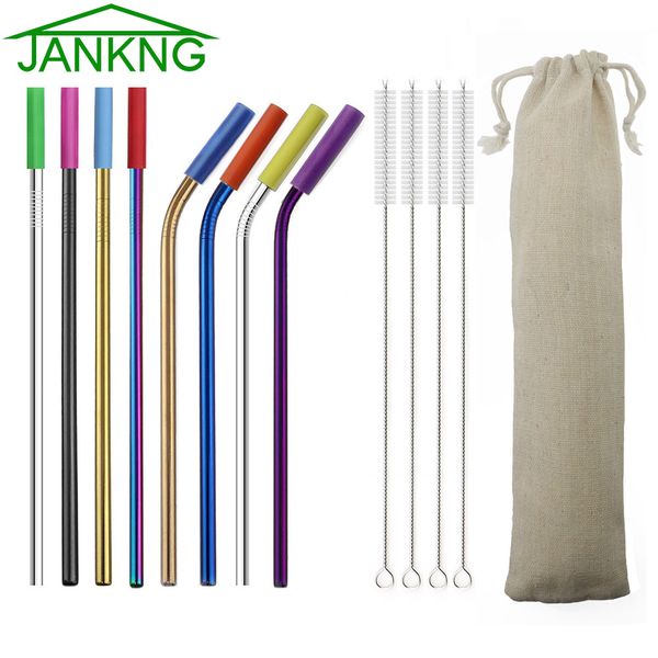 8pcs reusable multicolor straw stainless steel metal drinkware straws with silicone tip 4 brushes bent straight straw for 20oz
8pcs reusable multicolor straw stainless steel metal drinkware straws with silicone tip 4 brushes bent straight straw for 20oz
