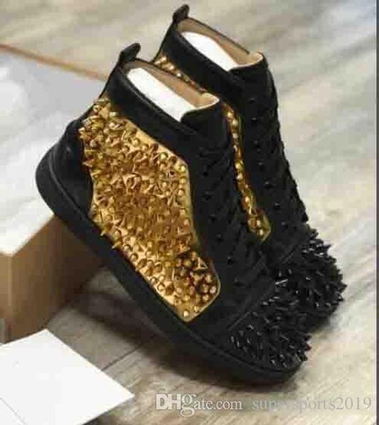 2019 new designer men's red bottoms pik spiked mens women suede spike crystal leather sport sneakers black rivets genuine leather 36-47
2019 new designer men's red bottoms pik spiked mens women suede spike crystal leather sport sneakers black rivets genuine leather 36-47