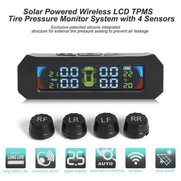 solar color lcd tpms wireless car tire pressure temperature monitoring system with 4 sensors car alarm system
solar color lcd tpms wireless car tire pressure temperature monitoring system with 4 sensors car alarm system