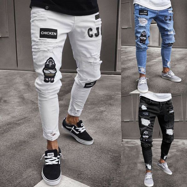autumn new fashion men stretchy ripped skinny biker embroidery print jeans destroyed hole taped slim fit denim scratched jeans, Blue
autumn new fashion men stretchy ripped skinny biker embroidery print jeans destroyed hole taped slim fit denim scratched jeans, Blue