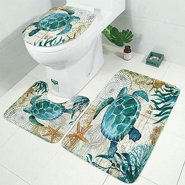 Bath Mat Set, 3 Piece Bathroom Rug Mats Set Non Slip Sea Turtles Seat Cover and Set Mat for Toilet Washable Bath Rug Set
Bath Mat Set, 3 Piece Bathroom Rug Mats Set Non Slip Sea Turtles Seat Cover and Set Mat for Toilet Washable Bath Rug Set