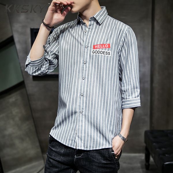 seven-point sleeve striped shirt men's shirt men's short-sleeved korean version of the trend summer slim casual autumn, White;black
seven-point sleeve striped shirt men's shirt men's short-sleeved korean version of the trend summer slim casual autumn, White;black