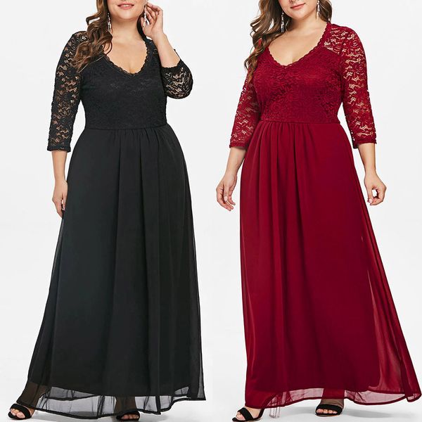 girl clothing 2019 women plus size sweetheart neck lace panel long party maxi dress elegant women's bodycon vestidos de festa#5, Black;gray
girl clothing 2019 women plus size sweetheart neck lace panel long party maxi dress elegant women's bodycon vestidos de festa#5, Black;gray