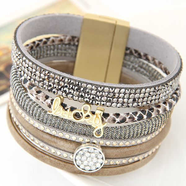 lemoer fashion rhinestone lucky letter multilayer leather bracelet bangles with wide magnetic wristband jewelry for women men, Golden;silver
lemoer fashion rhinestone lucky letter multilayer leather bracelet bangles with wide magnetic wristband jewelry for women men, Golden;silver
