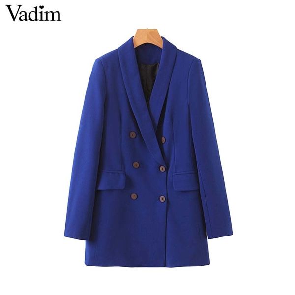 vadim women formal blue blazer double breasted pockets back split long sleeve female outwear stylish coat ca496 y190923, White;black
vadim women formal blue blazer double breasted pockets back split long sleeve female outwear stylish coat ca496 y190923, White;black