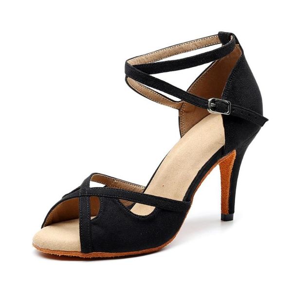 women ballroom latin dance shoes black salsa tango bachata dance shoes for prom heel 6/7.5/8.5 cm va30