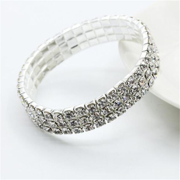 sparkling silver color crystal bracelets for women 3 rows rhinestone stretchy bracelets bangles female wedding prom jewelry, Black
sparkling silver color crystal bracelets for women 3 rows rhinestone stretchy bracelets bangles female wedding prom jewelry, Black
