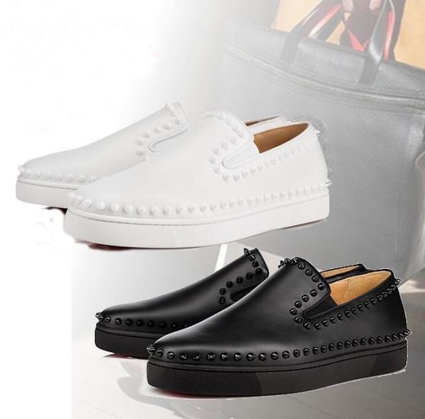 black,white genuine leather with spikes gentleman party wedding luxurious man red bottom loafer shoes walking with box,eu35-46
black,white genuine leather with spikes gentleman party wedding luxurious man red bottom loafer shoes walking with box,eu35-46