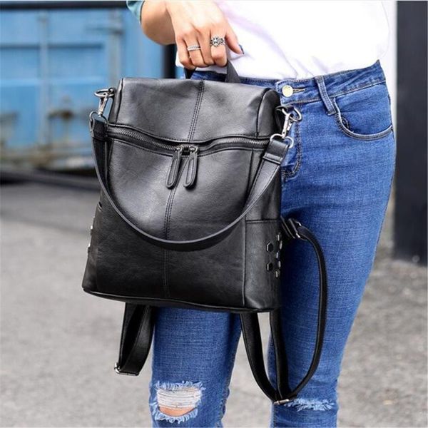 simple style backpack women leather backpacks for teenage girls school bags fashion vintage solid black shoulder bag youth bolso
simple style backpack women leather backpacks for teenage girls school bags fashion vintage solid black shoulder bag youth bolso