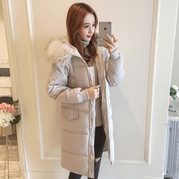 2019 new women winter down cotton coats thick hooded overcoat long elegant fur collar warm big pocket coat cc1256, Black
2019 new women winter down cotton coats thick hooded overcoat long elegant fur collar warm big pocket coat cc1256, Black