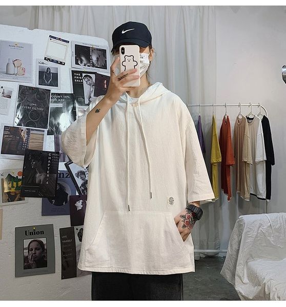 mens designer t shirts regular length with hooded tees pure color half sleeve clothing mens casual, White;black
mens designer t shirts regular length with hooded tees pure color half sleeve clothing mens casual, White;black