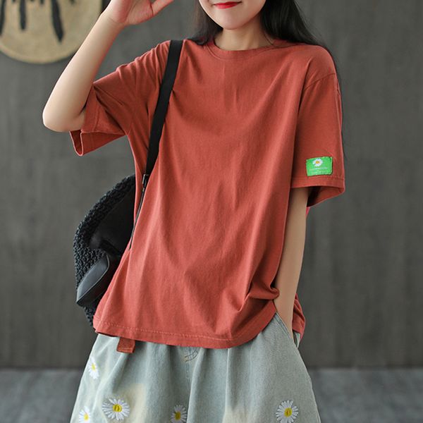 women 100% cotton t shirt tees tshirt short sleeve big loose solid retro vintage fashion for summer az19221541, White
women 100% cotton t shirt tees tshirt short sleeve big loose solid retro vintage fashion for summer az19221541, White