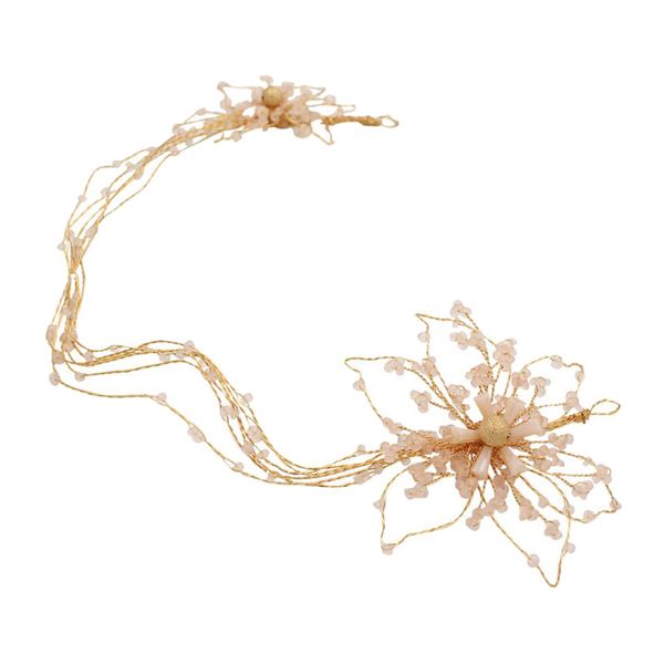 beaded flower headband gold plated womens hair band prom party headdress, Silver
