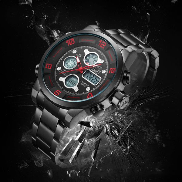 amst men's watches quartz watches multi-function dual display movement men watch stainless steel luxury waterproof inox reloj, Slivery;brown
amst men's watches quartz watches multi-function dual display movement men watch stainless steel luxury waterproof inox reloj, Slivery;brown