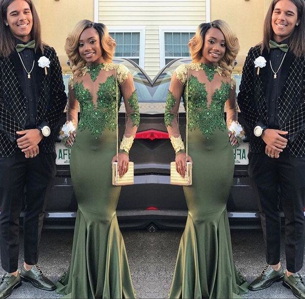 green illusion long sleeve mermaid prom dresses high neck sequins evening party dress special occasion gown, Black
green illusion long sleeve mermaid prom dresses high neck sequins evening party dress special occasion gown, Black