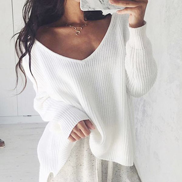 women off shoulder split knitted sweater autumn winter brand black pullovers knitwear 2019 white jumper pull femmel sweater, White;black
women off shoulder split knitted sweater autumn winter brand black pullovers knitwear 2019 white jumper pull femmel sweater, White;black