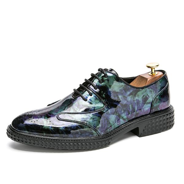 business wedding men dress shoes fashion formal oxfords flower print pointed toe patent leather shoes, Black
business wedding men dress shoes fashion formal oxfords flower print pointed toe patent leather shoes, Black