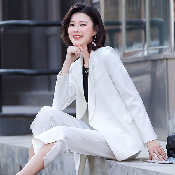 women's suits & blazers female office work formal long pant suit business lady uniform 2 piece set blazer trouser jacket plus size, White;black
women's suits & blazers female office work formal long pant suit business lady uniform 2 piece set blazer trouser jacket plus size, White;black