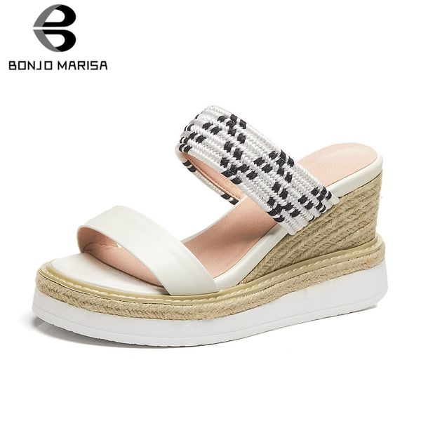 bonjomarisa brand design summer slippers 2019 genuine leather ladies wedges high heels platform shoes woman casual slides shoes, Black
bonjomarisa brand design summer slippers 2019 genuine leather ladies wedges high heels platform shoes woman casual slides shoes, Black