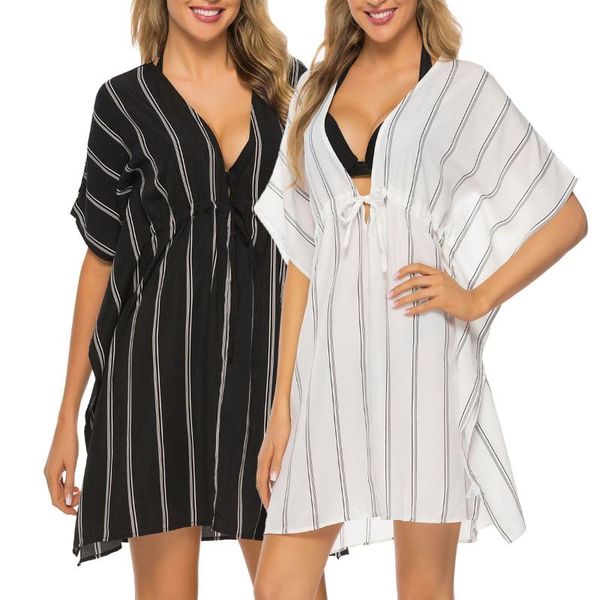 2020 new women's loose beach striped drawstring summer blouses half-sleeved v-neck coverups womens and blouse dresses
2020 new women's loose beach striped drawstring summer blouses half-sleeved v-neck coverups womens and blouse dresses