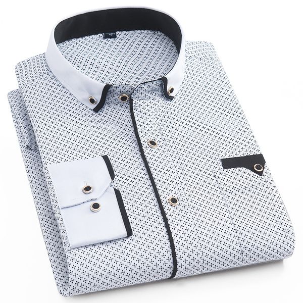 men's fashion casual long-sleeved printed shirt slim men's social business formal shirt clothing soft and comfortable, White;black
men's fashion casual long-sleeved printed shirt slim men's social business formal shirt clothing soft and comfortable, White;black