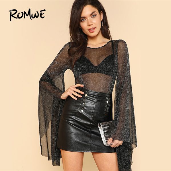 black exaggerated bell sleeve glitter mesh bodysuit women 2019 spring glamorous backless mid waist skinny bodysuits, Black;white
black exaggerated bell sleeve glitter mesh bodysuit women 2019 spring glamorous backless mid waist skinny bodysuits, Black;white