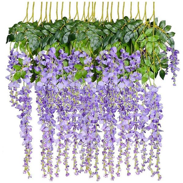 12 pack 3.6 feet artificial fake wisteria vine rattan hanging garland silk flowers string home party wedding decor
12 pack 3.6 feet artificial fake wisteria vine rattan hanging garland silk flowers string home party wedding decor