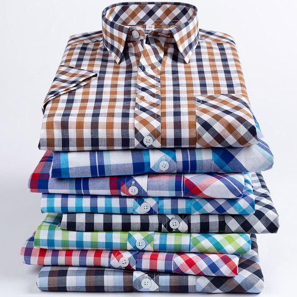 2019 new arrival fashion summer thin short sleeve pure cotton plaid loose large male dress shirts smart casual plus size -8xl, White;black
2019 new arrival fashion summer thin short sleeve pure cotton plaid loose large male dress shirts smart casual plus size -8xl, White;black