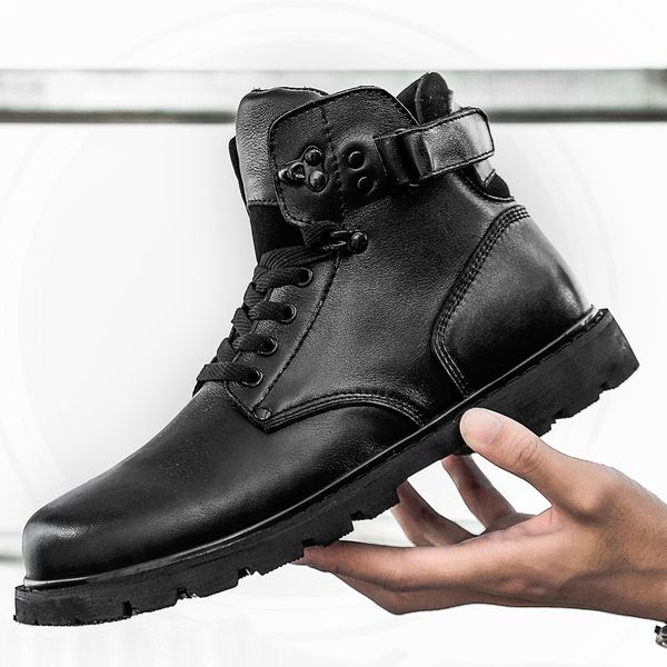 new genuine leather combat shoes military ankle boots casual safety shoes winter plus velvet warm men shoes, Black
new genuine leather combat shoes military ankle boots casual safety shoes winter plus velvet warm men shoes, Black