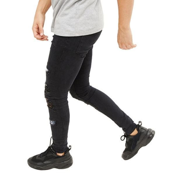 mens holes ripped slim jeans black fashion rapper hiphop skateboard elastic jean pants pantalones, Blue
mens holes ripped slim jeans black fashion rapper hiphop skateboard elastic jean pants pantalones, Blue