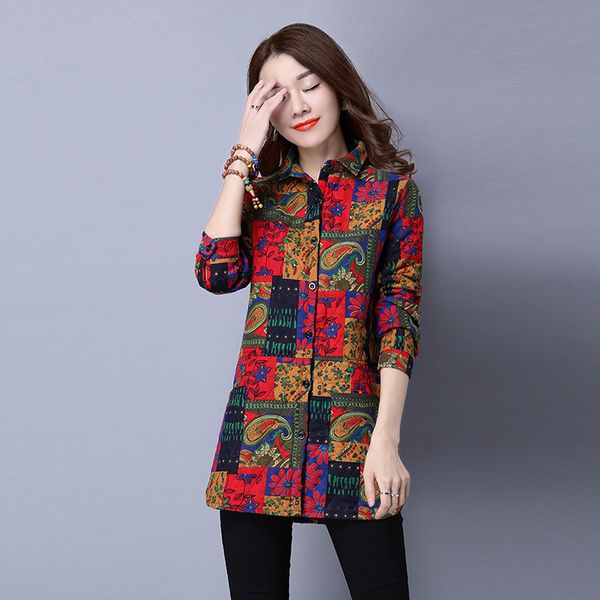 2019 new style autumn and winter national wind retro printed long sleeve cotton linen coat women's loose and plus-sized thick qu, Blue;black
2019 new style autumn and winter national wind retro printed long sleeve cotton linen coat women's loose and plus-sized thick qu, Blue;black