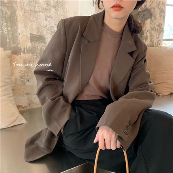 women's suits & blazers 2021 spring loose outwear blaser coat femme vintage classic women suit jackets single-breasted notched collar b, White;black
women's suits & blazers 2021 spring loose outwear blaser coat femme vintage classic women suit jackets single-breasted notched collar b, White;black