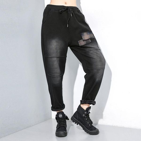 loose waist casual pants ankle-length pants elastic waist patchwork side stripe plus size women pant with velvet jeans for women, Blue
loose waist casual pants ankle-length pants elastic waist patchwork side stripe plus size women pant with velvet jeans for women, Blue