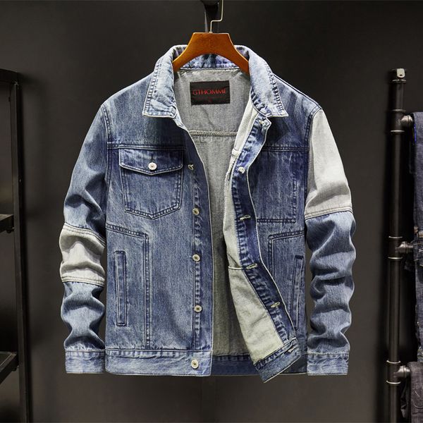 men casual denim coat jacket spring autumn new hip hop street fashion splice slim fit lapel cowboy jackets male, Black;brown
men casual denim coat jacket spring autumn new hip hop street fashion splice slim fit lapel cowboy jackets male, Black;brown