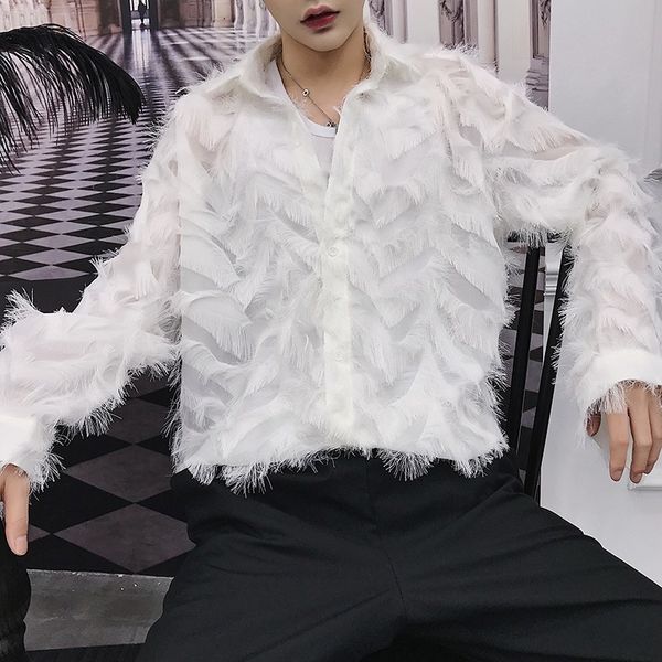 feather transparent new autumn and women for couple camicia uomo see throug shirt men black white, White;black
feather transparent new autumn and women for couple camicia uomo see throug shirt men black white, White;black