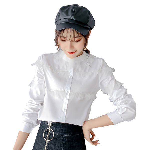 new 2019 spring women shirts solid patchwork mesh han fan brim open blouse shirt white 6123
new 2019 spring women shirts solid patchwork mesh han fan brim open blouse shirt white 6123