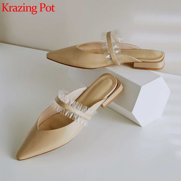 krazing pot limited plus size full grain leather slip on mules pointed toe low heel breathable mesh decoration shoes women l27, Black
krazing pot limited plus size full grain leather slip on mules pointed toe low heel breathable mesh decoration shoes women l27, Black