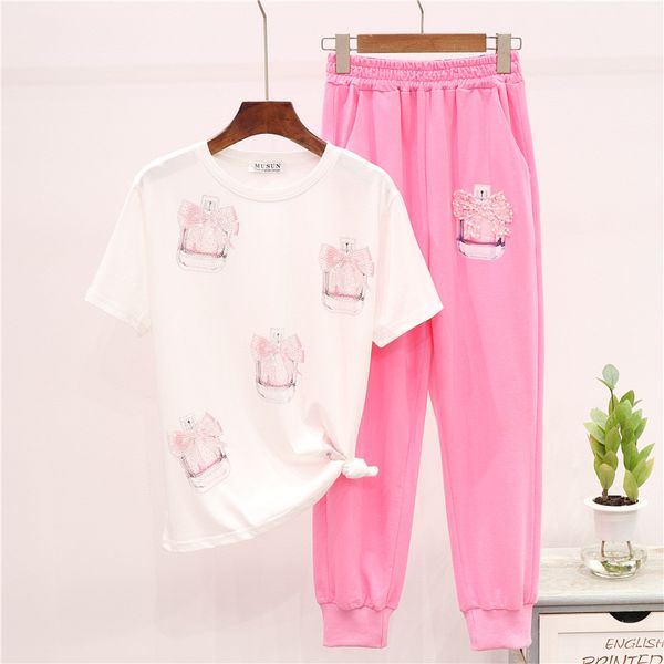 summer drill perfume bottle print tee shirt femme elastic waist casual pants sports two piece set women tracksuit 2pc female, White
summer drill perfume bottle print tee shirt femme elastic waist casual pants sports two piece set women tracksuit 2pc female, White