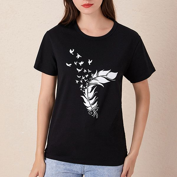 basic feather print t-shirts summer 2020 women tshirt casual short sleeves tees loose plus size, White
basic feather print t-shirts summer 2020 women tshirt casual short sleeves tees loose plus size, White