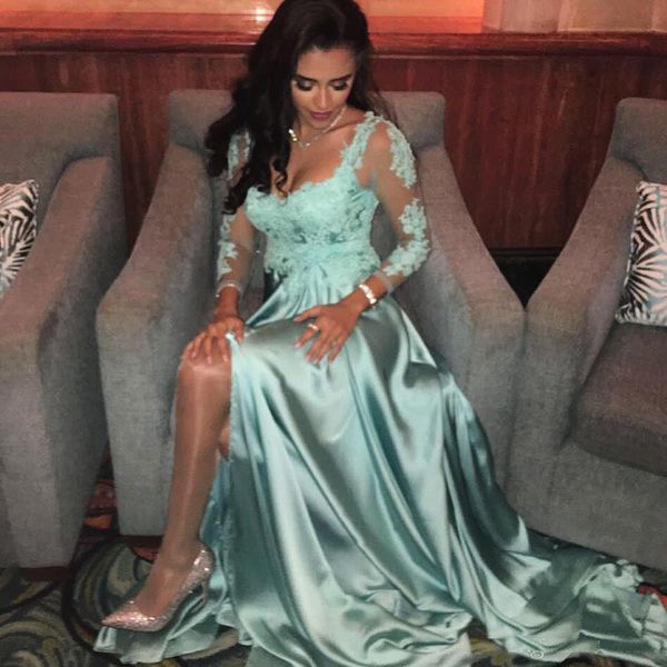 charming a line saitn lace appliques 3/4 sleeve cutout high splits prom dresses 2020 girls party gown evening dress, Black
charming a line saitn lace appliques 3/4 sleeve cutout high splits prom dresses 2020 girls party gown evening dress, Black