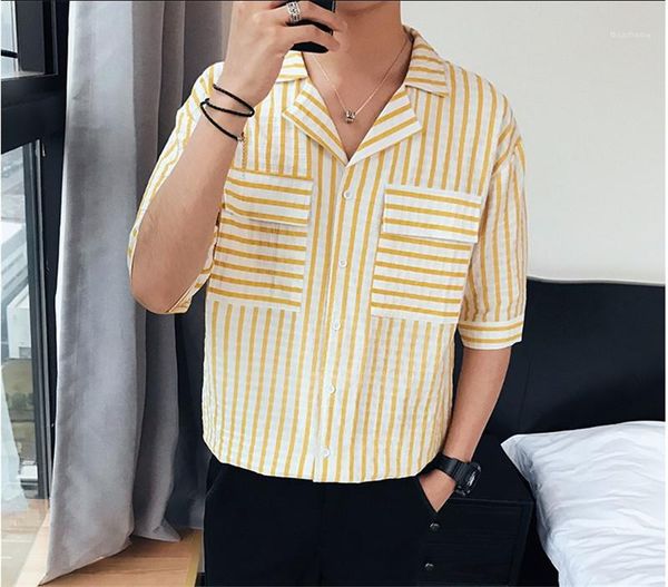 button shirts summer casual fashion mens shirts striped print mens designer shirts short sleeved lapel neck, White;black
button shirts summer casual fashion mens shirts striped print mens designer shirts short sleeved lapel neck, White;black