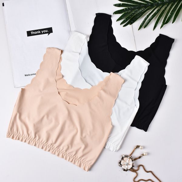 ice silk push up vest brassiere seamless underwear soft comfortable sleep with chest padded plus size bras for women thin, White
ice silk push up vest brassiere seamless underwear soft comfortable sleep with chest padded plus size bras for women thin, White