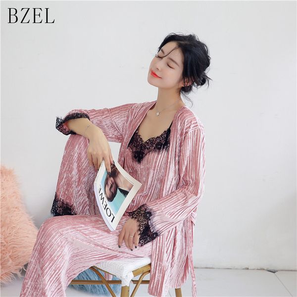 bzel autumn winter velvet women's pajamas long-sleeved sleepwear lace v-neck pijama femme sleep lounge lingerie underwear, Blue;gray
bzel autumn winter velvet women's pajamas long-sleeved sleepwear lace v-neck pijama femme sleep lounge lingerie underwear, Blue;gray