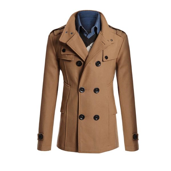 men's wool & blends autumn winter coat men fashion mandarin collar blend double breasted jacket overcoats 6q2206, Black
men's wool & blends autumn winter coat men fashion mandarin collar blend double breasted jacket overcoats 6q2206, Black